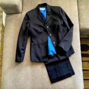 Le Suit navy blue pinstripe suit